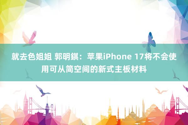 就去色姐姐 郭明錤：苹果iPhone 17将不会使用可从简空间的新式主板材料