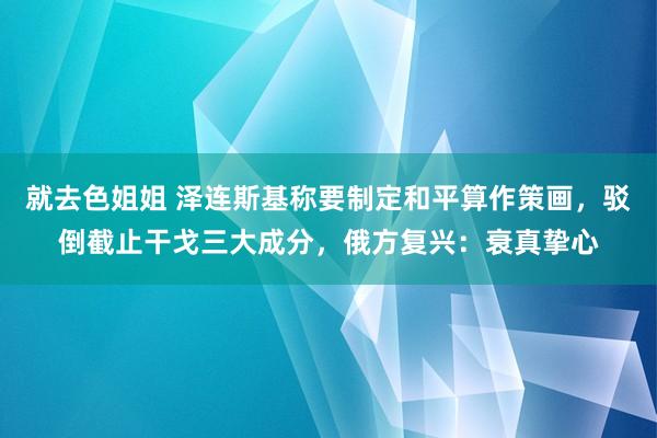 就去色姐姐 泽连斯基称要制定和平算作策画，驳倒截止干戈三大成分，俄方复兴：衰真挚心