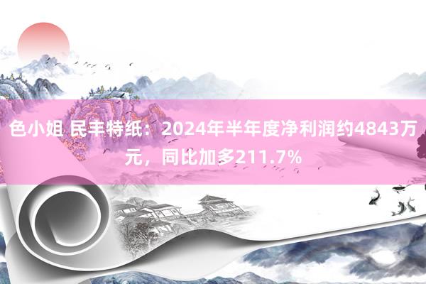 色小姐 民丰特纸：2024年半年度净利润约4843万元，同比加多211.7%