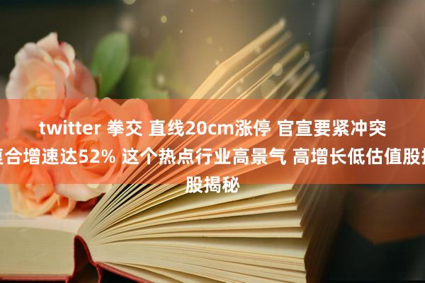 twitter 拳交 直线20cm涨停 官宣要紧冲突！复合增速达52% 这个热点行业高景气 高增长低估值股揭秘