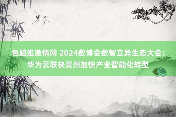 色姐姐激情网 2024数博会数智立异生态大会：华为云联袂贵州加快产业智能化转型