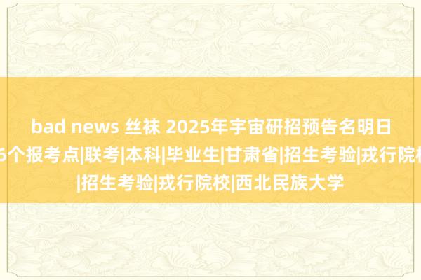 bad news 丝袜 2025年宇宙研招预告名明日驱动，甘肃设26个报考点|联考|本科|毕业生|甘肃省|招生考验|戎行院校|西北民族大学