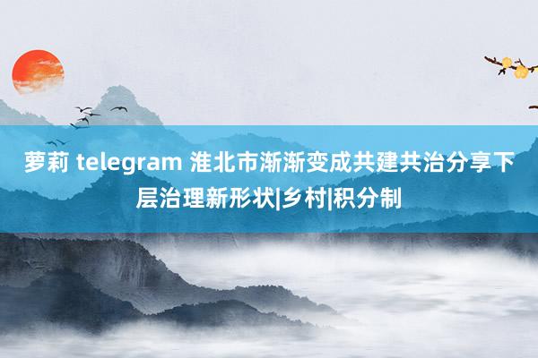 萝莉 telegram 淮北市渐渐变成共建共治分享下层治理新形状|乡村|积分制