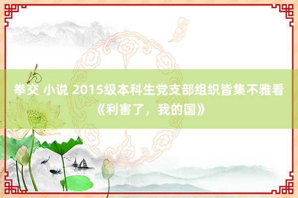 拳交 小说 2015级本科生党支部组织皆集不雅看《利害了，我的国》